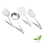 Jensons Stainless Steel Kitchen Tools Set for Kitchen Cooking and Serving, Pack of 4, Serving Spoon, Turner/Spatula (Palta), Basting and Rice Spoon, Silver