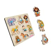 Jungle Animal Wooden Puzzle, Wooden Toys for Kids 3+, Jigsaw Puzzles for Adults, 11 Pcs, 1 Count, Multicolor, Square, Beginner, Animals, 300g, 20x120x100mm