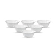 La Opala Diva, Classique Collection, Opal Glass Vegetable Bowl Set 6 pcs, Plain White