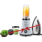 Longway Sage 500 Watt Juicer Mixer Grinder for Grinding, Mixing, Juicing with Powerful Motor & Kwid 1100 Watt Dry Iron (Gray & Black, 2 Jars, Combo Offer)