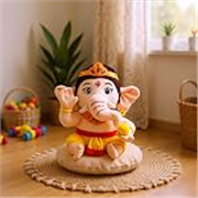 Mantra Chanting Soft Toy (25 Cm) Lord Ganesha Musical Soft Toys | Medium Size Soft Plush Toy | Baby Ganesha Toy with Info Booklet & Instruction | Best Gift for Infants, Kids, Babies