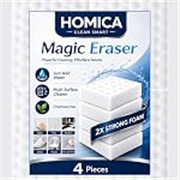 Pack of 4 Homica Magic Eraser Cleaning Sponge | Chemical-Free Multi-Purpose Cleaning Sponge | Just Add Water | Removes Marks, Stains | for Kitchen, Bathroom, Walls, Shoes & Appliances