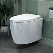 Plantex Platinum Ceramic Wall Hanging Western Toilet/Rim Washdown Commode for Toliet/Commode with Soft Close Toilet Seat – P Trap Outlet (White)