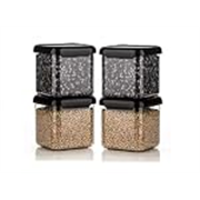Plastic Food Storage Container Set with Airtight Lids – Transparent, Stackable & Airtight Kitchen Container Set – Use For Dry Food, Grains & Spices – Space-Saving Kitchen Storage (500ml, 4Pcs)