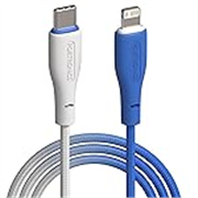 Portronics Hue X 20W Dual Tone Colour Type C to 8 Pin Fast Charging Cable for iPhones,iPads, Laptops & Other 8 Pin Devices, 480Mbps Data Sync, Premium Braided Cable (White & Blue)