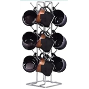 Silver Stainless Steel Tabletop Mount Cup Rack Hanging Shelves- Ideal For Kitchen, Coffee, And Tea Mug Display, Elegant Dining Table Cup Holder For 12 Cups (Pack Of1) (NHSP)