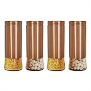 Solimo Rose Gold Bell Bottom Glass Jar | Multipurpose Kitchen Organizer with See-Through Window | 2250 ml Set of 4