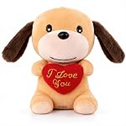 Storio I Love You Valentine Plush Dog | Cute Soft Cuddly Stuffed Animal with Red Heart | Valentine Gift, Birthday Gift Special | Romantic Plush Toy 7 Inches