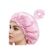 TEMPERIA Satin Silk Hair Bonnet Cap for Sleeping with Scrunchies for Women & Girls | Night Head Cover Wrap for Curly & All Hair Types | Adjustable, Soft & Comfortable - Pink [Coupon]