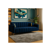 Furny Harmon 3 Seater Fabric Sofa Set (Blue) | Soft Vel..