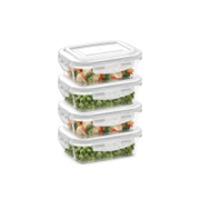 Borosil Klip n Store (370ml x 4) Rectangle Glass Food S..