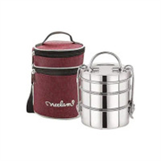 neelam Stainless Steel Lunch Box/Tiffin with Bag, 3-Tie..